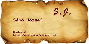Sáhó József névjegykártya